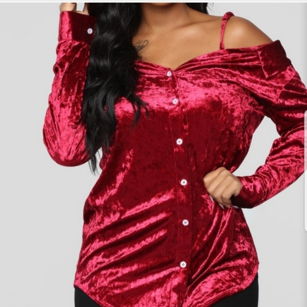 Berry Cold Shoulder Fashion Nova Blouse NW…